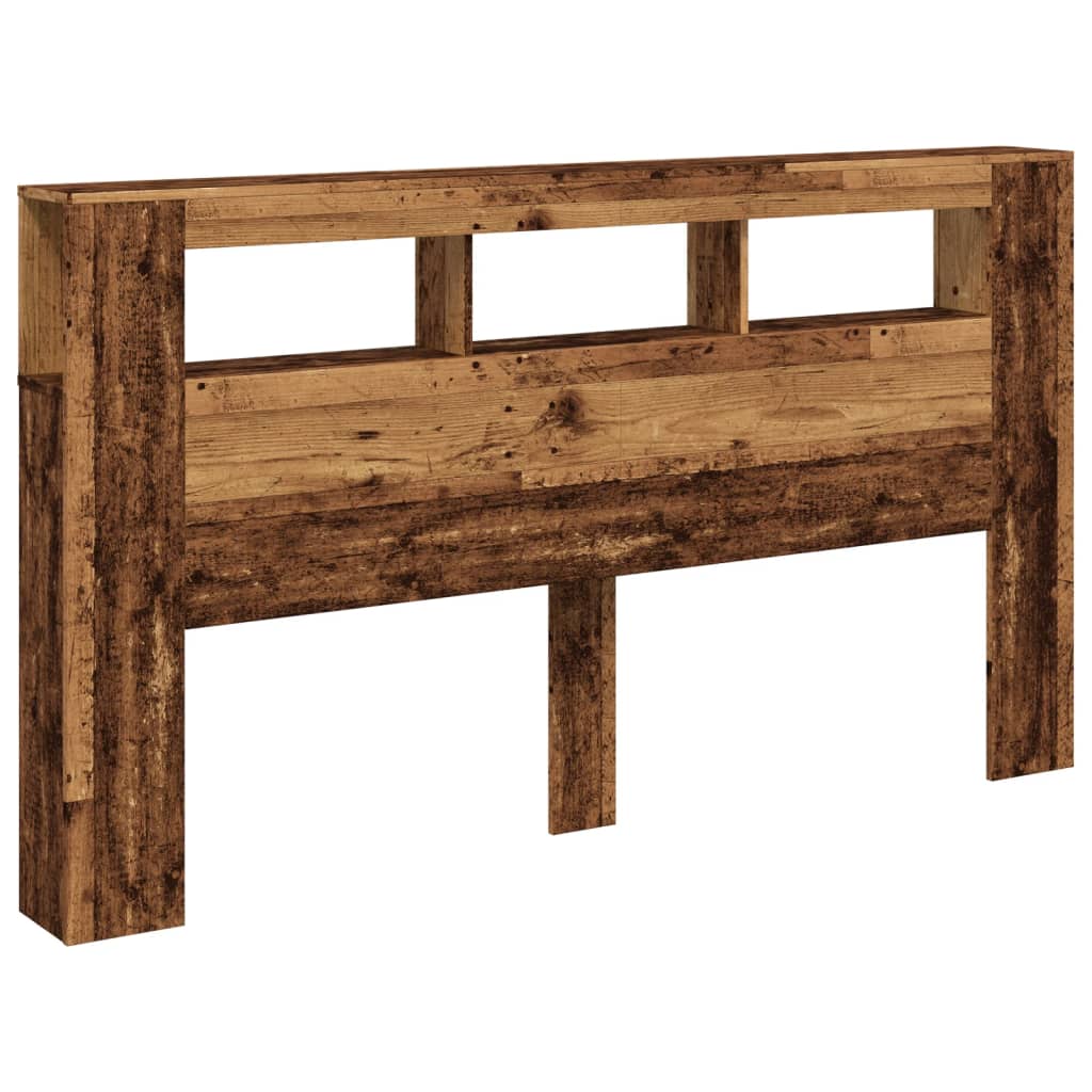 Rustic LED Headboard, 180x18.5x103.5 cm, Engineered Old Wood