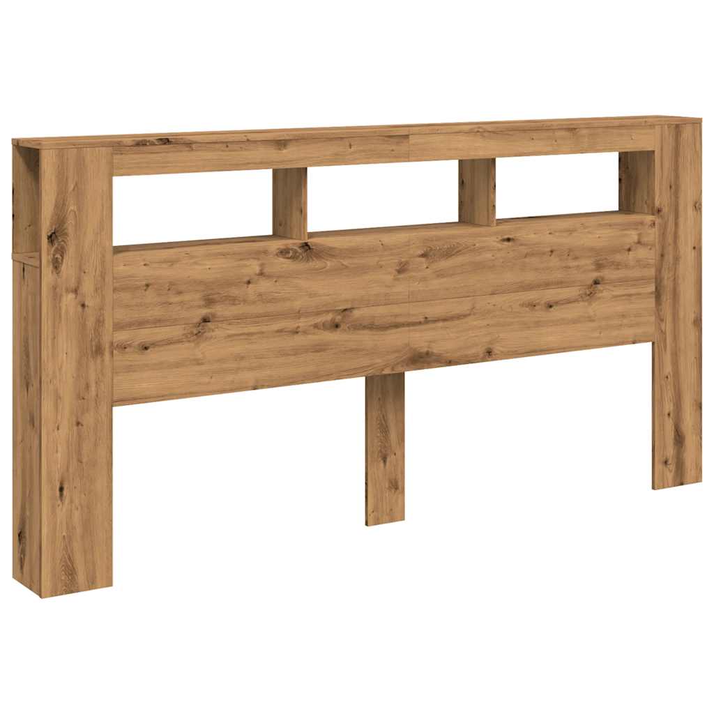 LED Headboard Artisan Oak 200x18.5x103.5 cm Engineered Wood