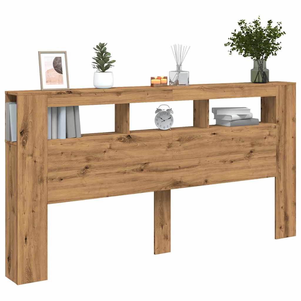 LED Headboard Artisan Oak 200x18.5x103.5 cm Engineered Wood