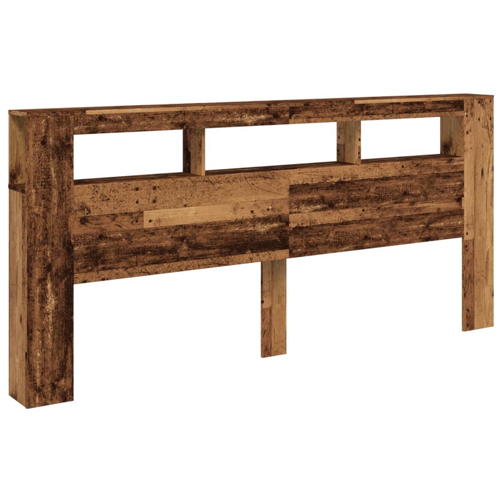 Rustic LED Headboard in Distressed Wood - 220x18.5x103.5 cm