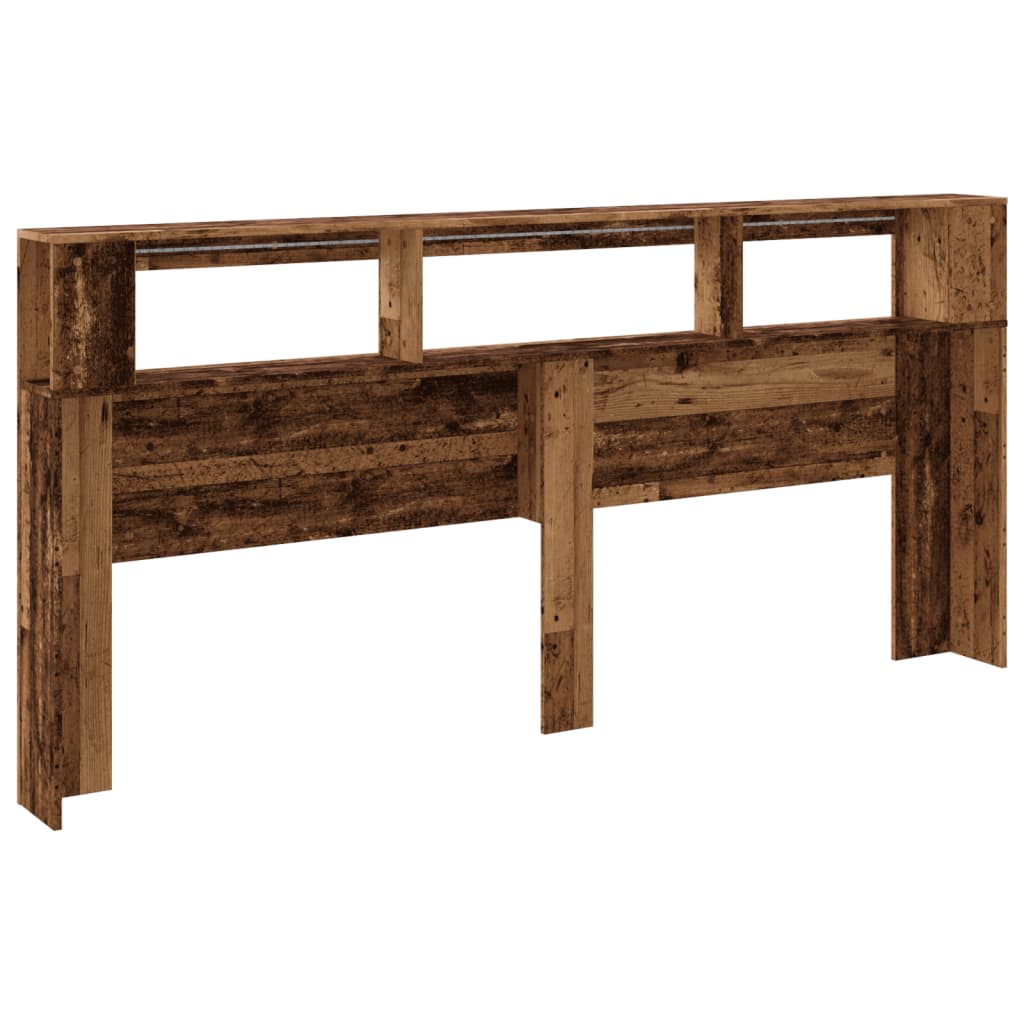 Rustic LED Headboard in Distressed Wood - 220x18.5x103.5 cm