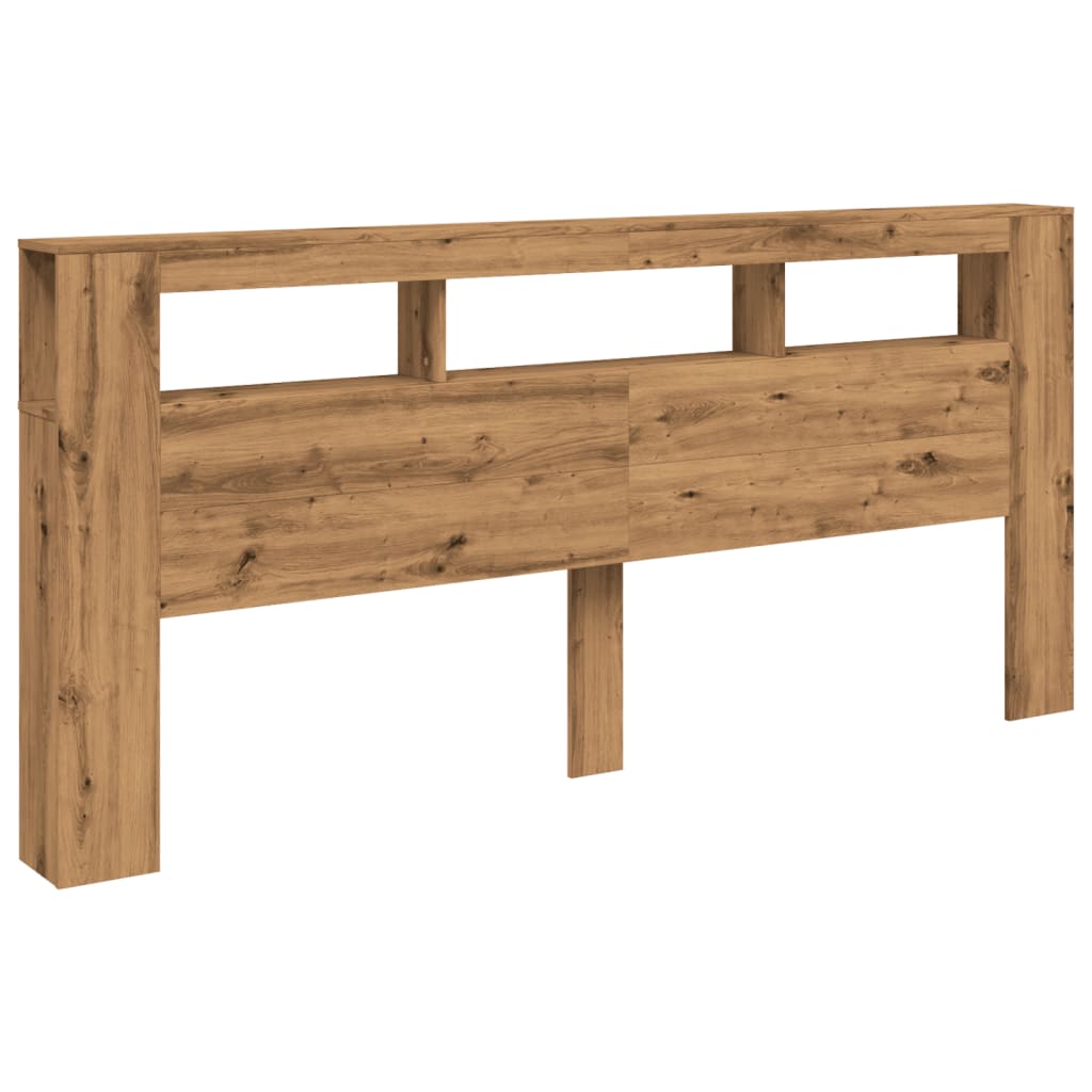 Artisan Oak LED Headboard 220cm - Engineered Wood Elegance