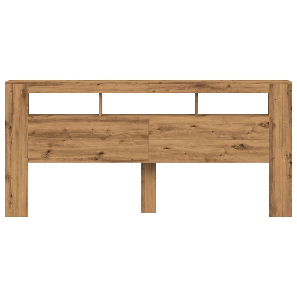 Artisan Oak LED Headboard 220cm - Engineered Wood Elegance