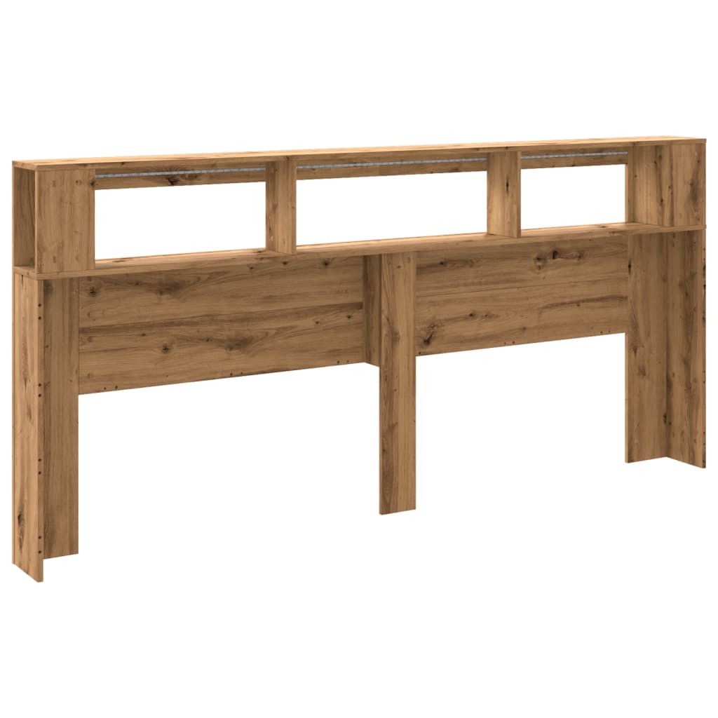 Artisan Oak LED Headboard 220cm - Engineered Wood Elegance