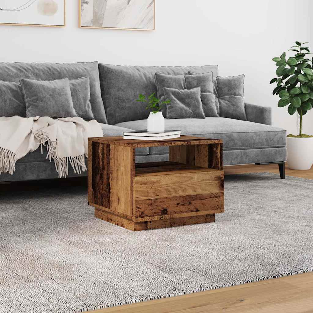 Coffee Table with LED Lights Old Wood 50x49x40 cm