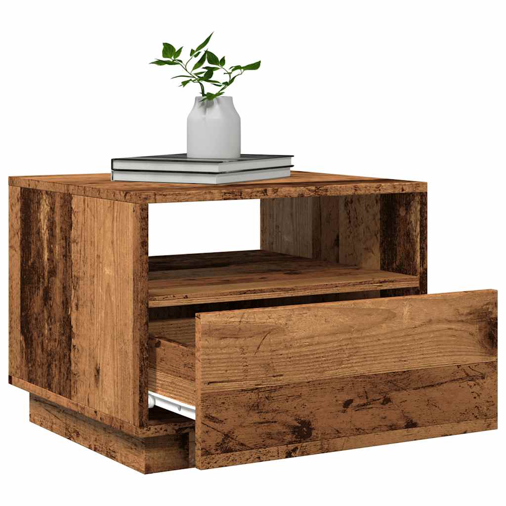 Coffee Table with LED Lights Old Wood 50x49x40 cm