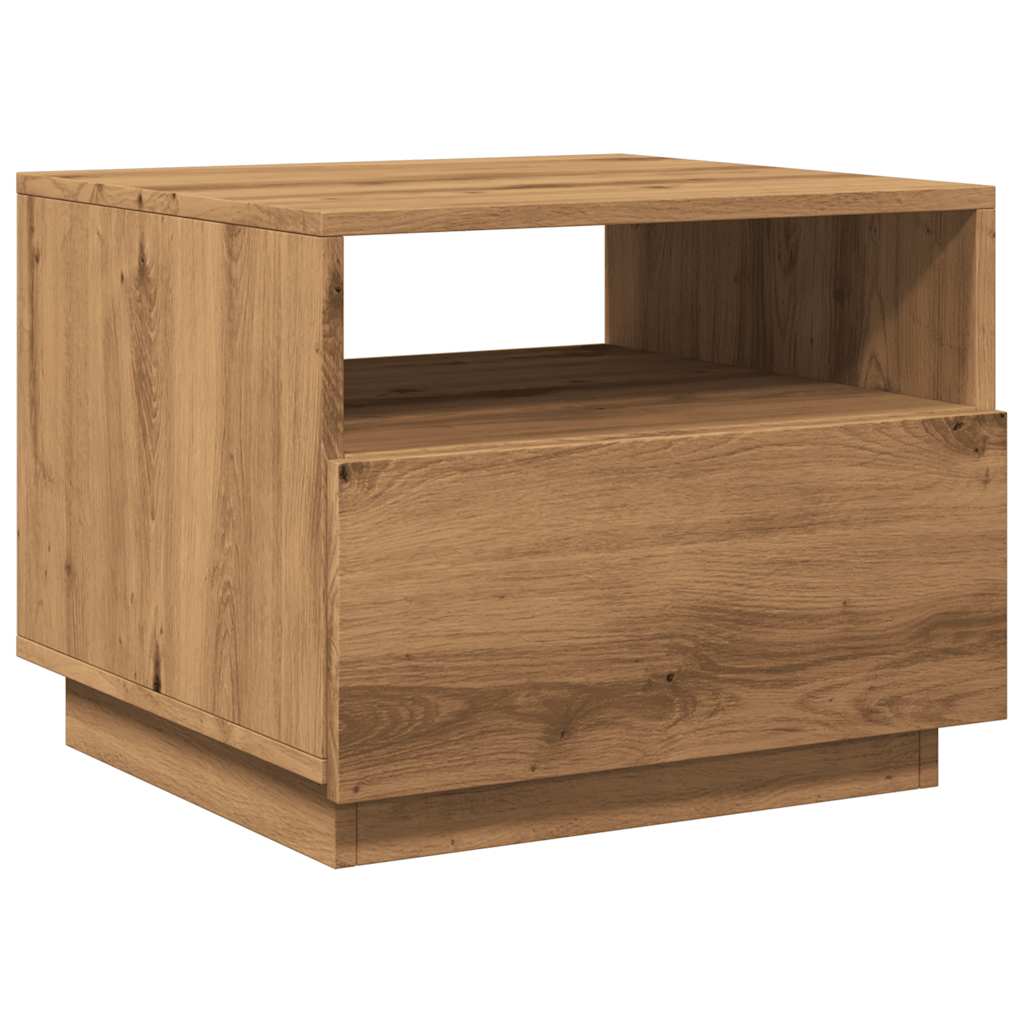 Coffee Table with LED Lights Artisan Oak 50x49x40 cm