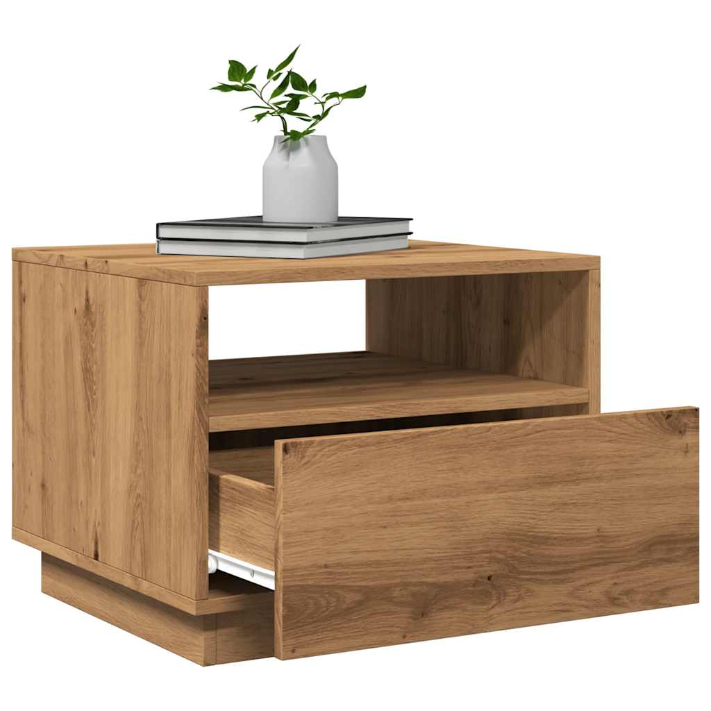Coffee Table with LED Lights Artisan Oak 50x49x40 cm