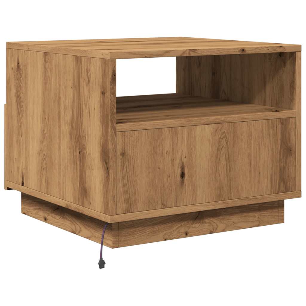 Coffee Table with LED Lights Artisan Oak 50x49x40 cm