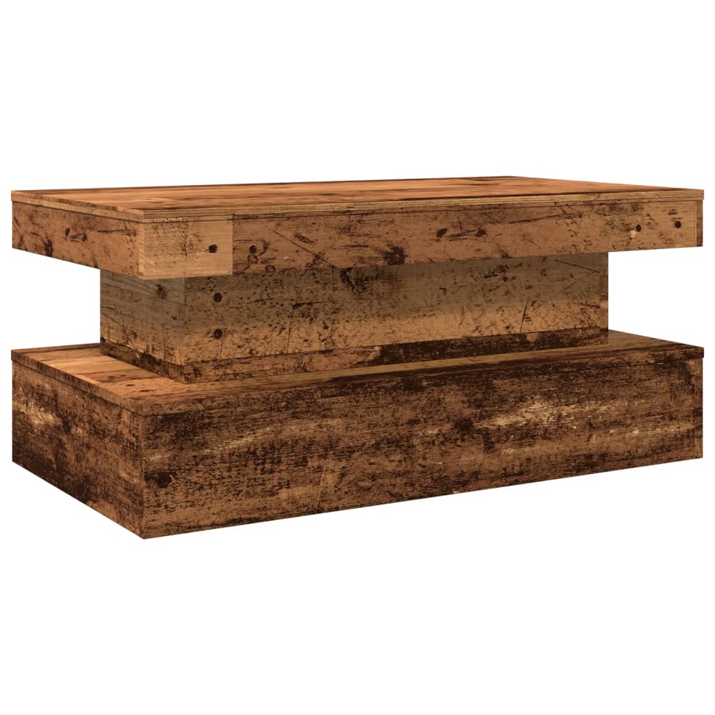 Coffee Table with LED Lights Old Wood 90x50x40 cm