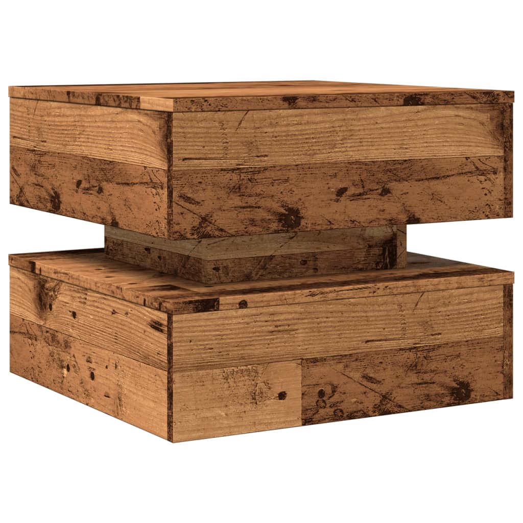 Coffee Table with LED Lights Old Wood 50x50x40 cm