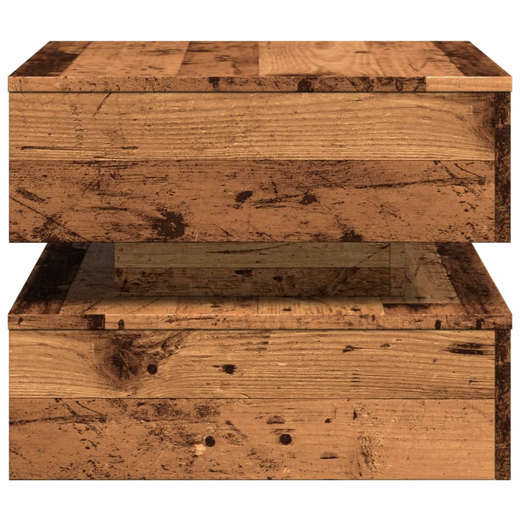 Coffee Table with LED Lights Old Wood 50x50x40 cm