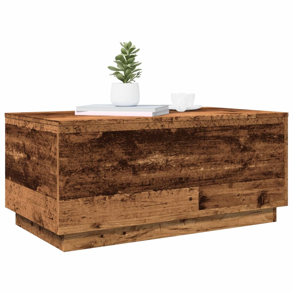 Coffee Table with LED Lights Old Wood 90x50x40 cm