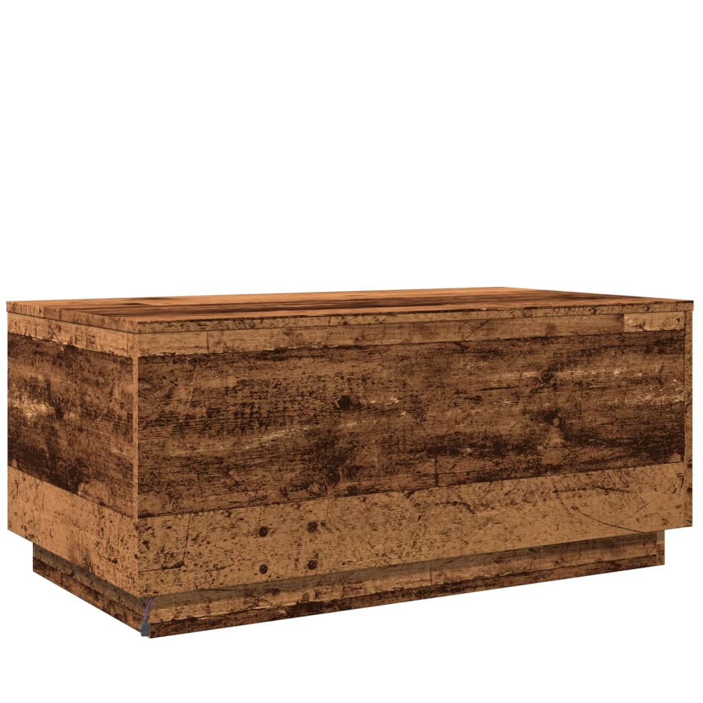 Coffee Table with LED Lights Old Wood 90x50x40 cm