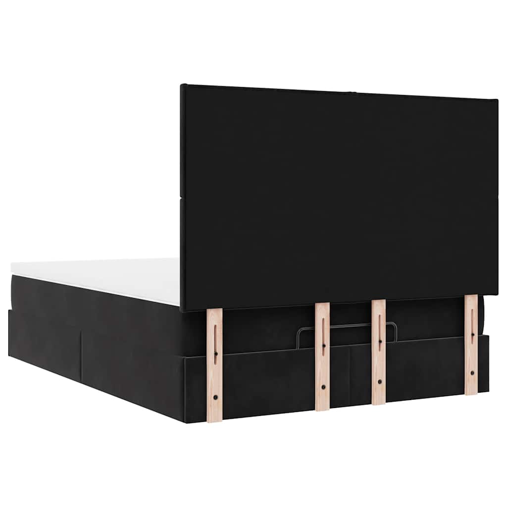Ottoman Bed with Mattresses Black 140x200cm Velvet
