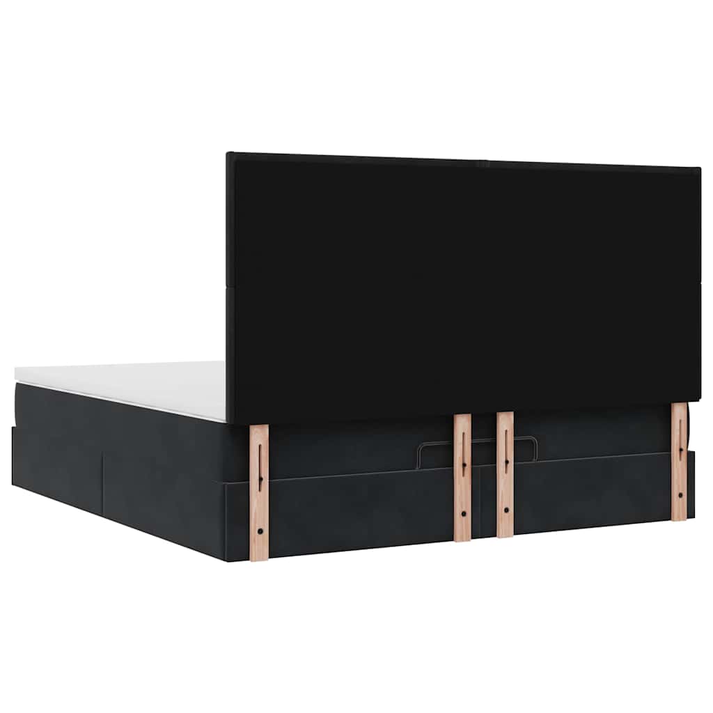 Ottoman Bed with Mattresses Black 180x200cm Velvet
