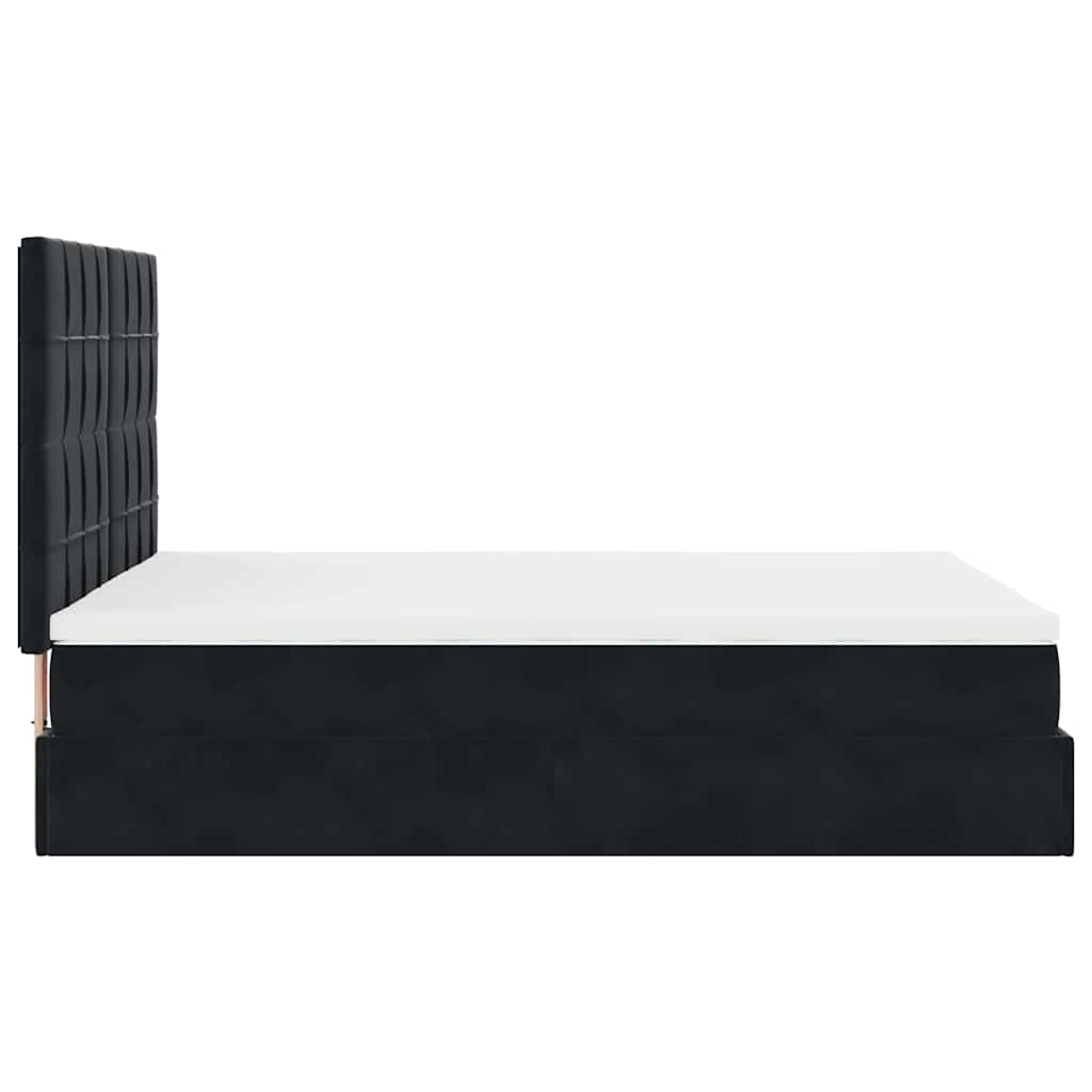 Ottoman Bed with Mattresses Black 140x200cm Velvet