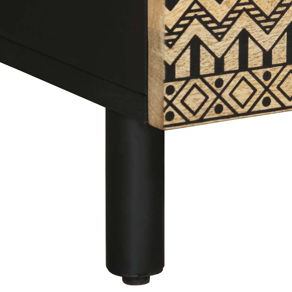 Coffee Table Black 80x54x40 cm Solid Rough Wood Mango