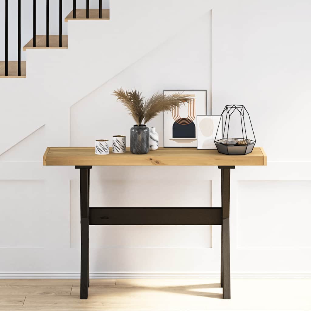Solid Wood Pine Console Table NOAIN with X-Shaped Legs 120x30x75 cm