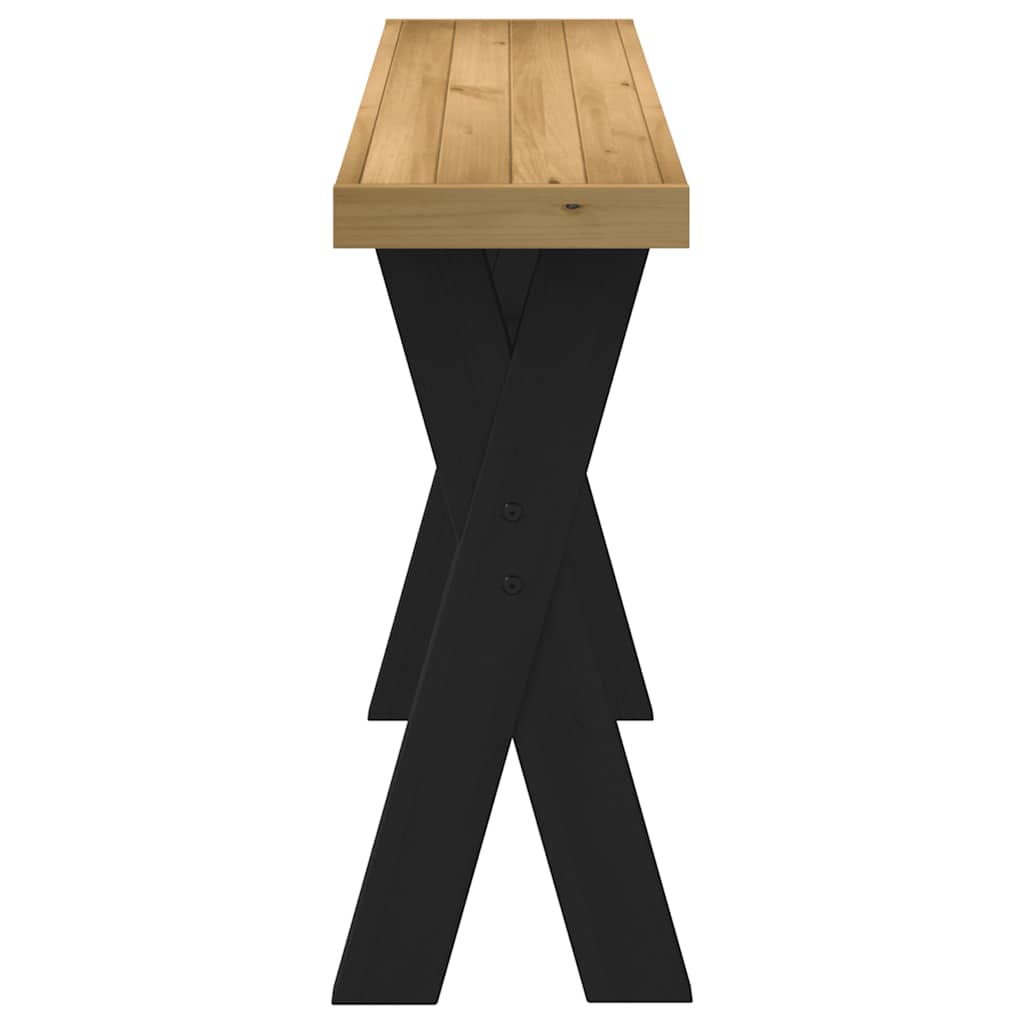 Solid Wood Pine Console Table NOAIN with X-Shaped Legs 120x30x75 cm