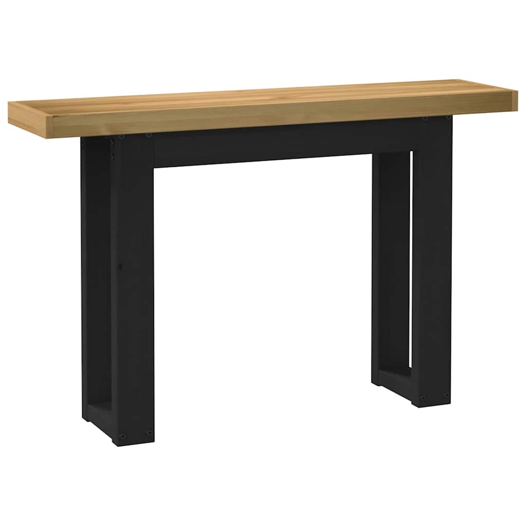 Solid Pine Console Table with U-Shaped Legs, 120x30x75 cm