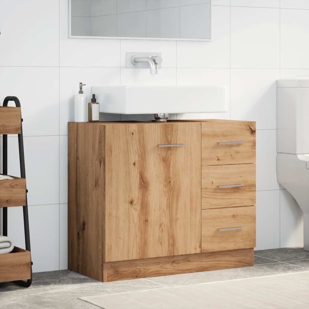 Artisan Oak Sink Cabinet 63x30x54 cm - Durable Engineered Wood