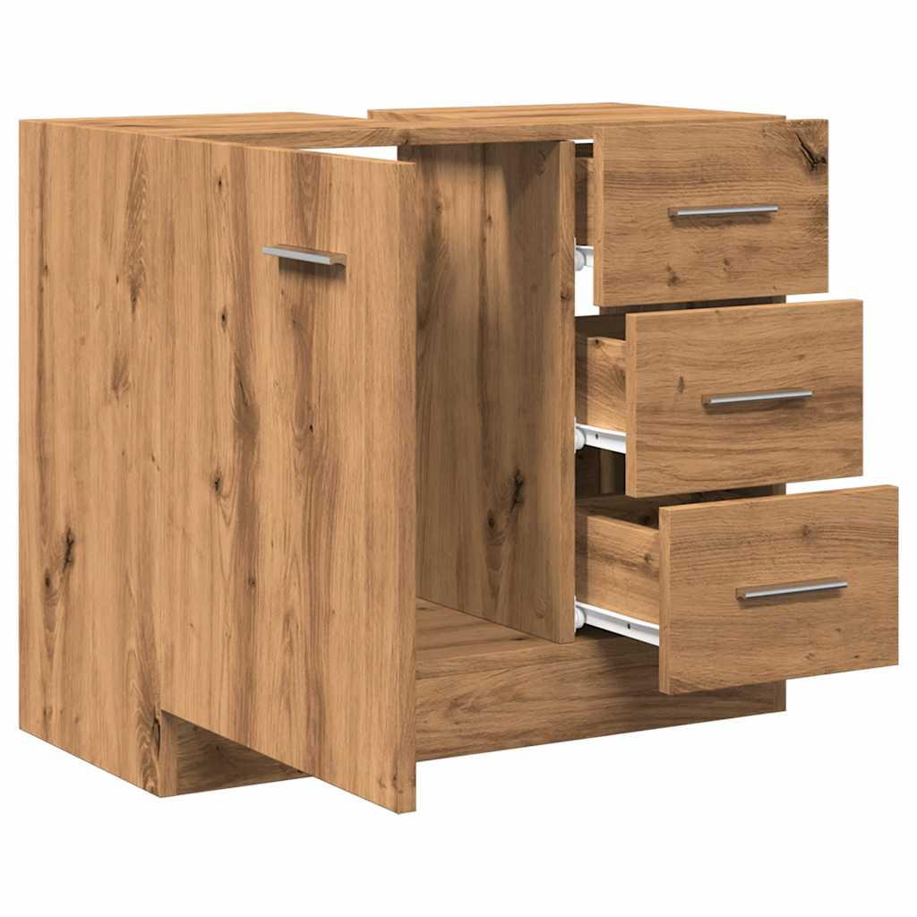 Artisan Oak Sink Cabinet 63x30x54 cm - Durable Engineered Wood