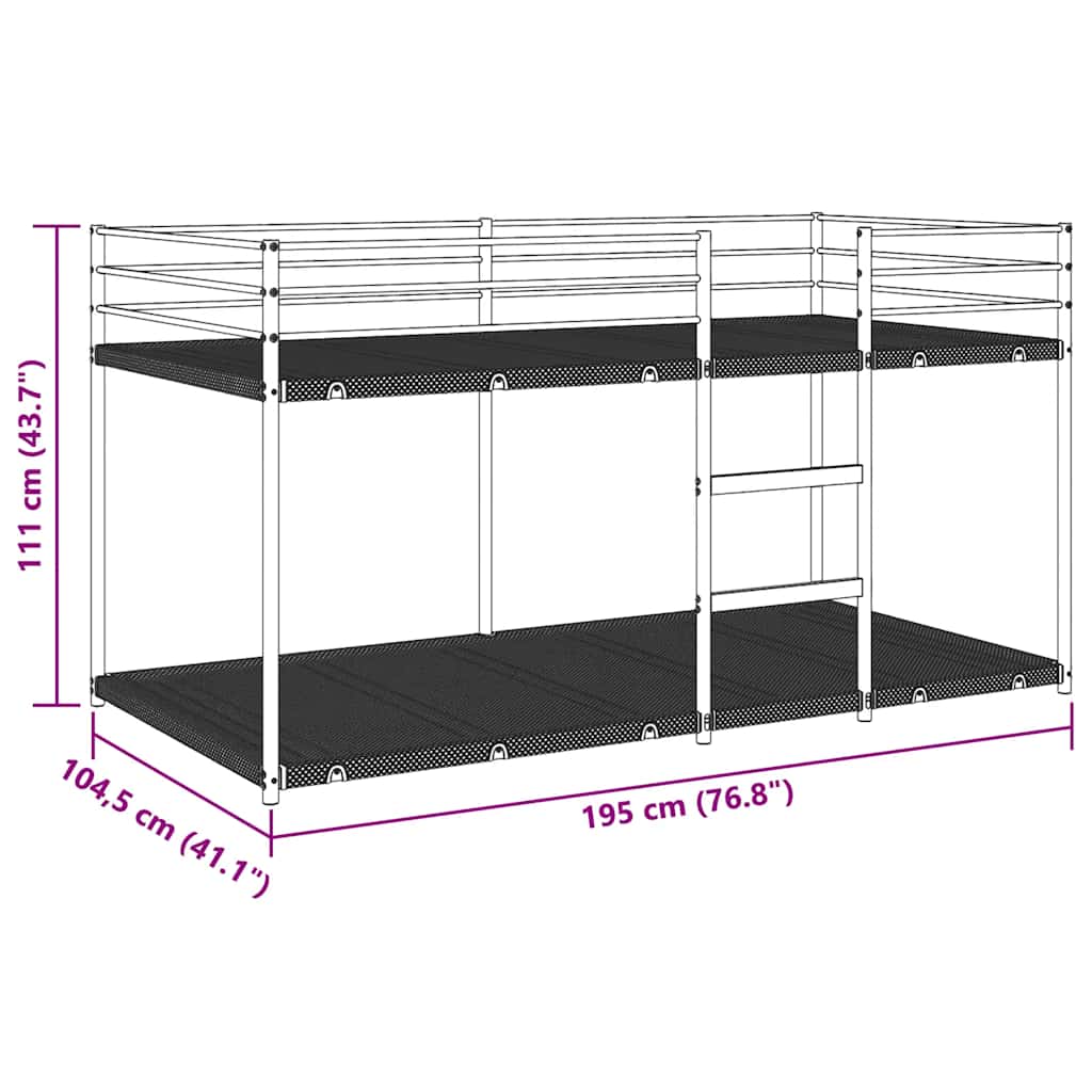 Black Steel Bunk Bed Frame 100x190 cm - No Mattress Included