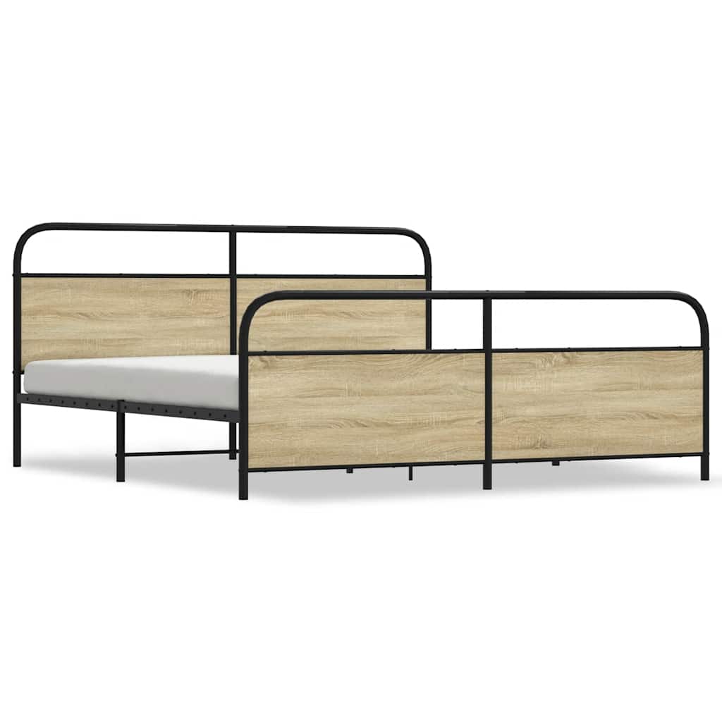 Metal Bed Frame without Mattress Sonoma Oak 183x213 cm