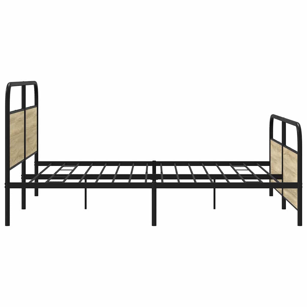 Metal Bed Frame without Mattress Sonoma Oak 183x213 cm