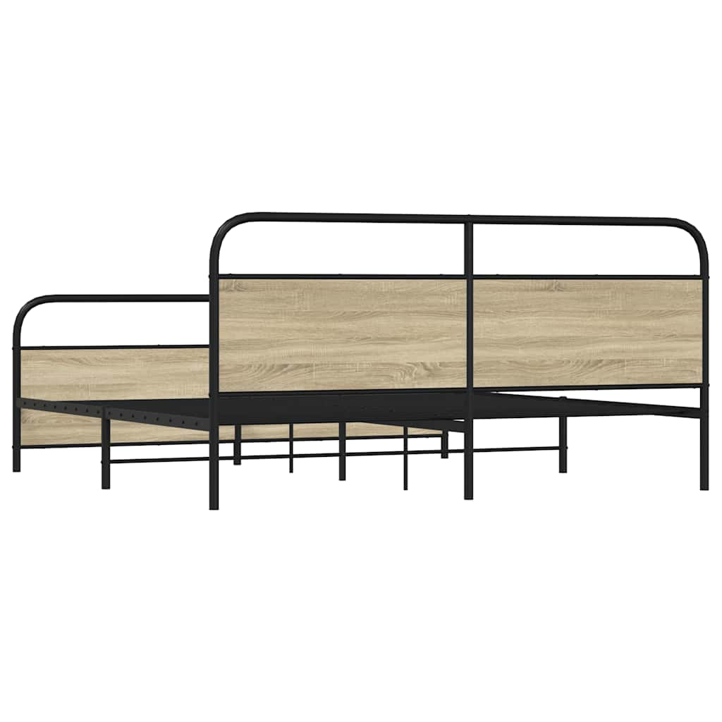 Metal Bed Frame without Mattress Sonoma Oak 183x213 cm