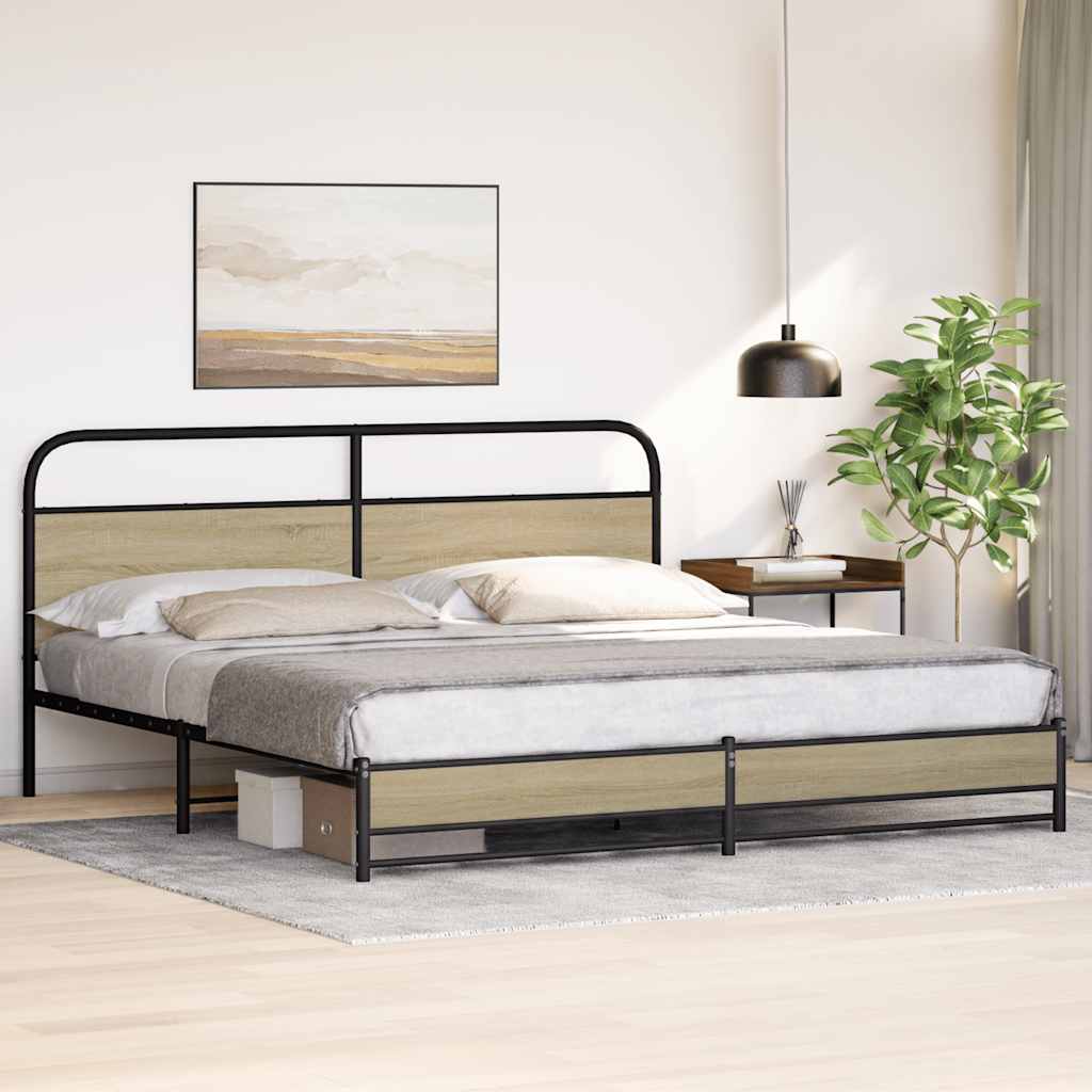 Metal Bed Frame without Mattress Sonoma Oak 183x213 cm