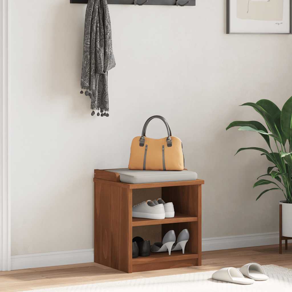 SANDNES Solid Pine Hallway Bench 45x40x50 cm - Natural Finish