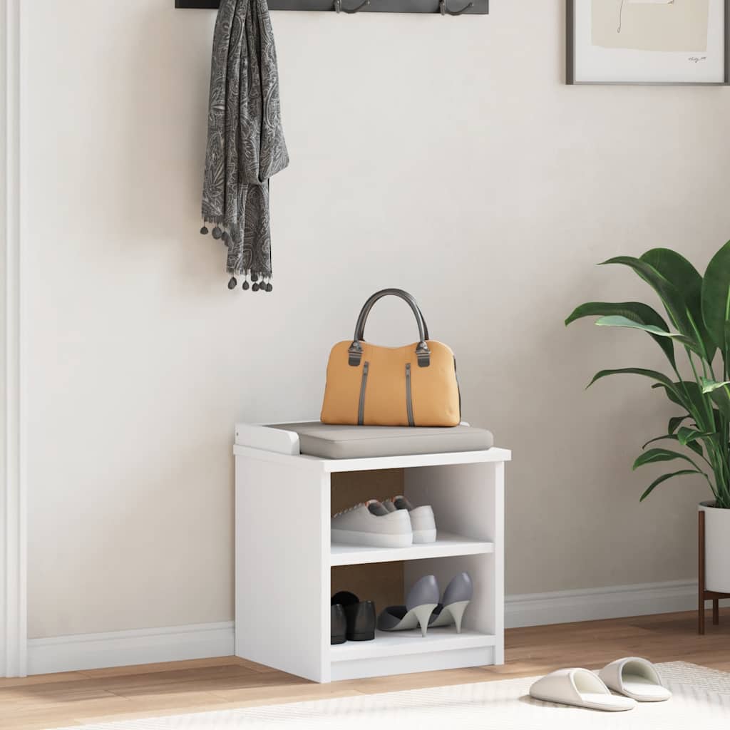 SANDNES White Solid Pine Hallway Bench - 45x40x50 cm