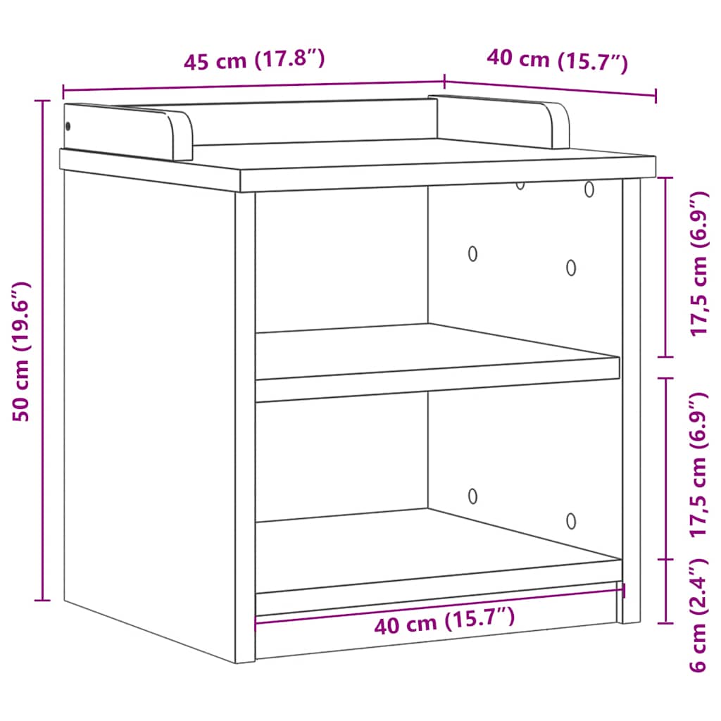 SANDNES White Solid Pine Hallway Bench - 45x40x50 cm