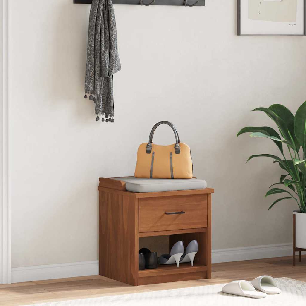 Solid Pine Hallway Bench SANDNES, 45x40x50 cm - Natural Wood Finish