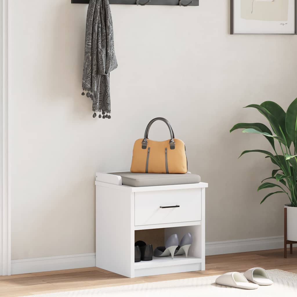 Solid Pine Hallway Bench SANDNES White - 45x40x50 cm