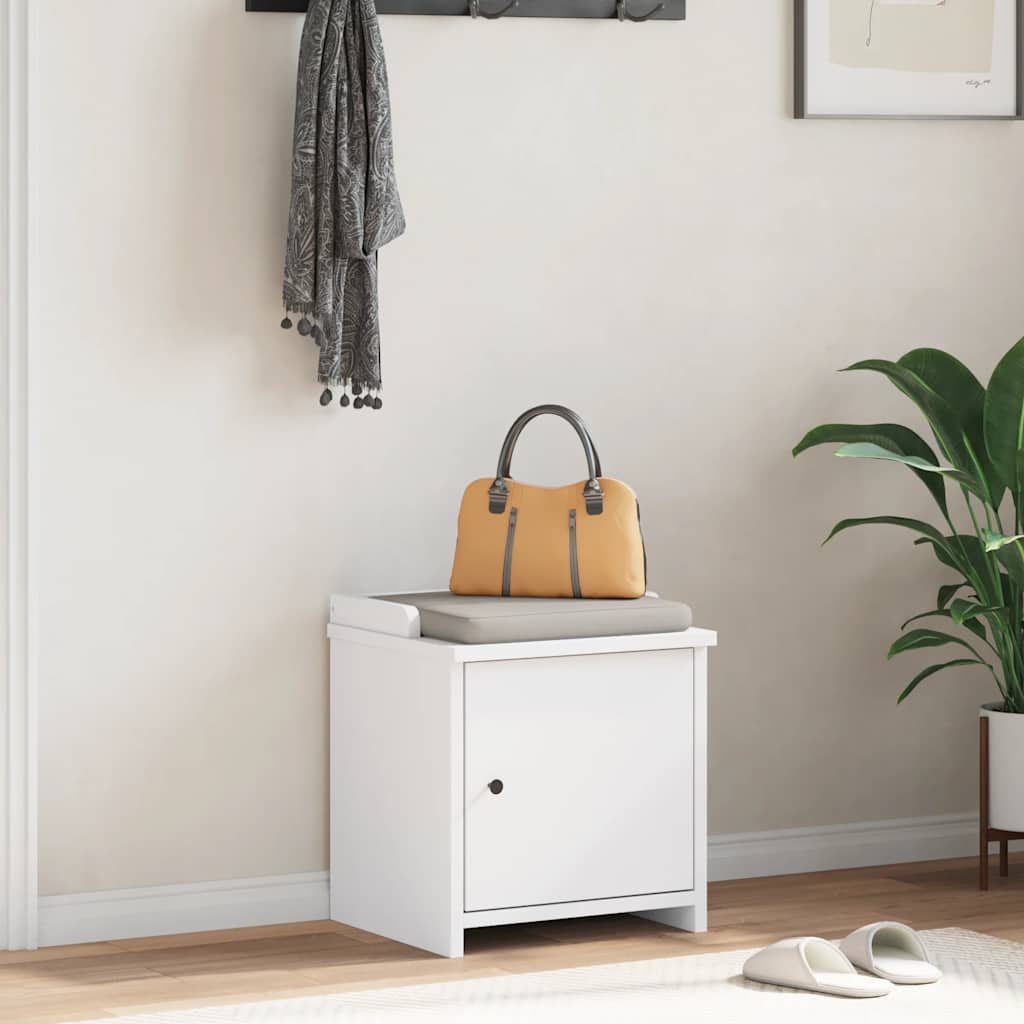 Solid Pine Hallway Bench SANDNES - White 45x40x50 cm