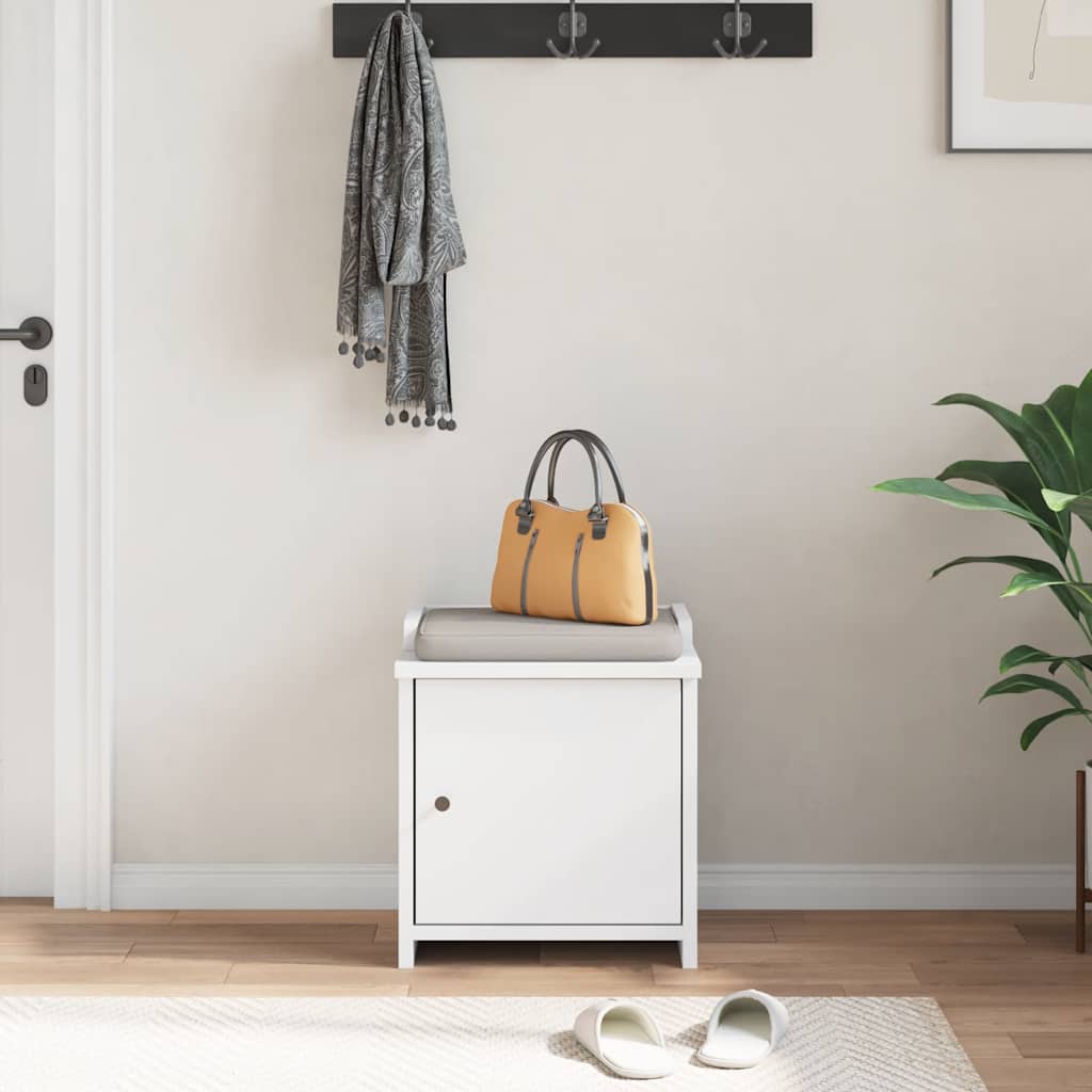 Solid Pine Hallway Bench SANDNES - White 45x40x50 cm