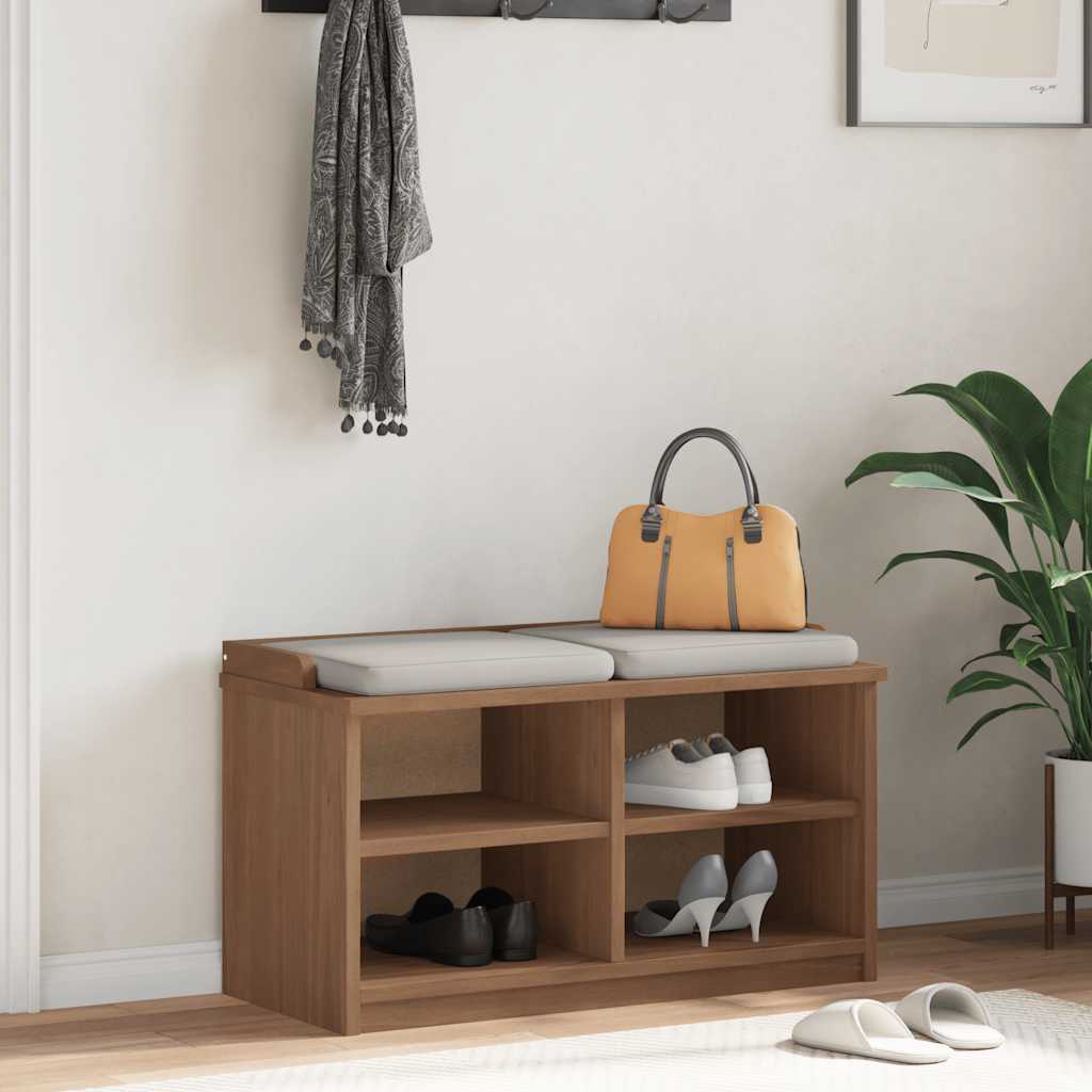 Solid Pine Hallway Bench SANDNES - 87x40x50 cm, Natural Wood Finish
