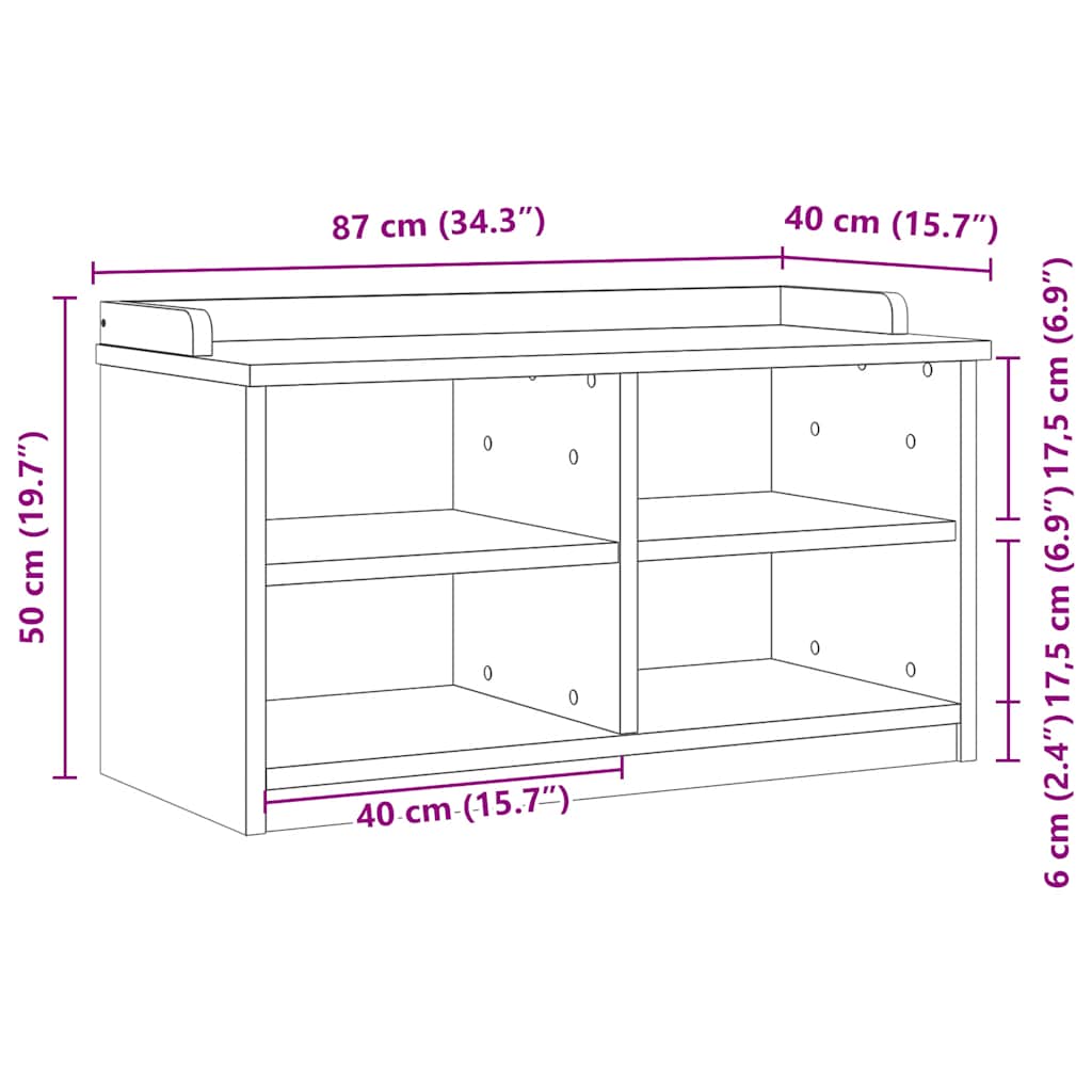Solid Pine Hallway Bench SANDNES - 87x40x50 cm, Natural Wood Finish
