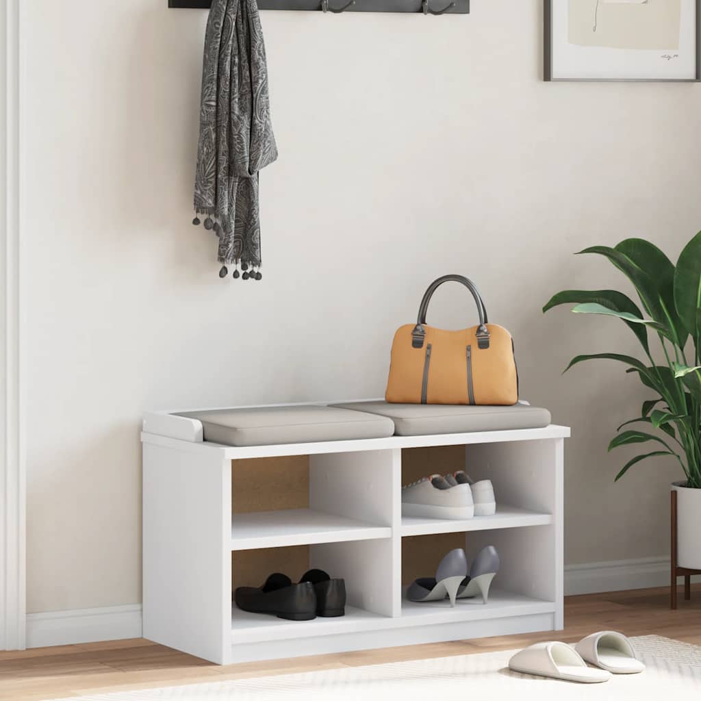 SANDNES White Solid Pine Hallway Bench 87x40x50 cm