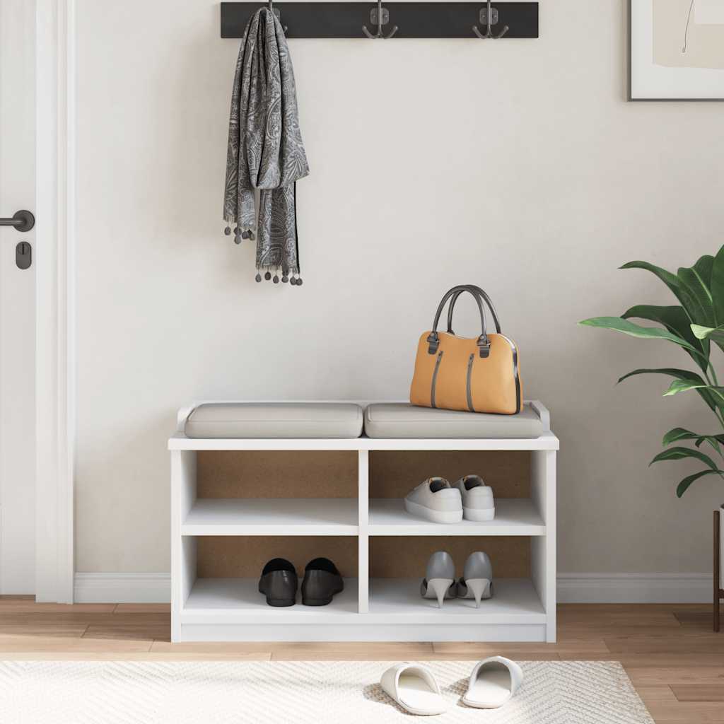 SANDNES White Solid Pine Hallway Bench 87x40x50 cm