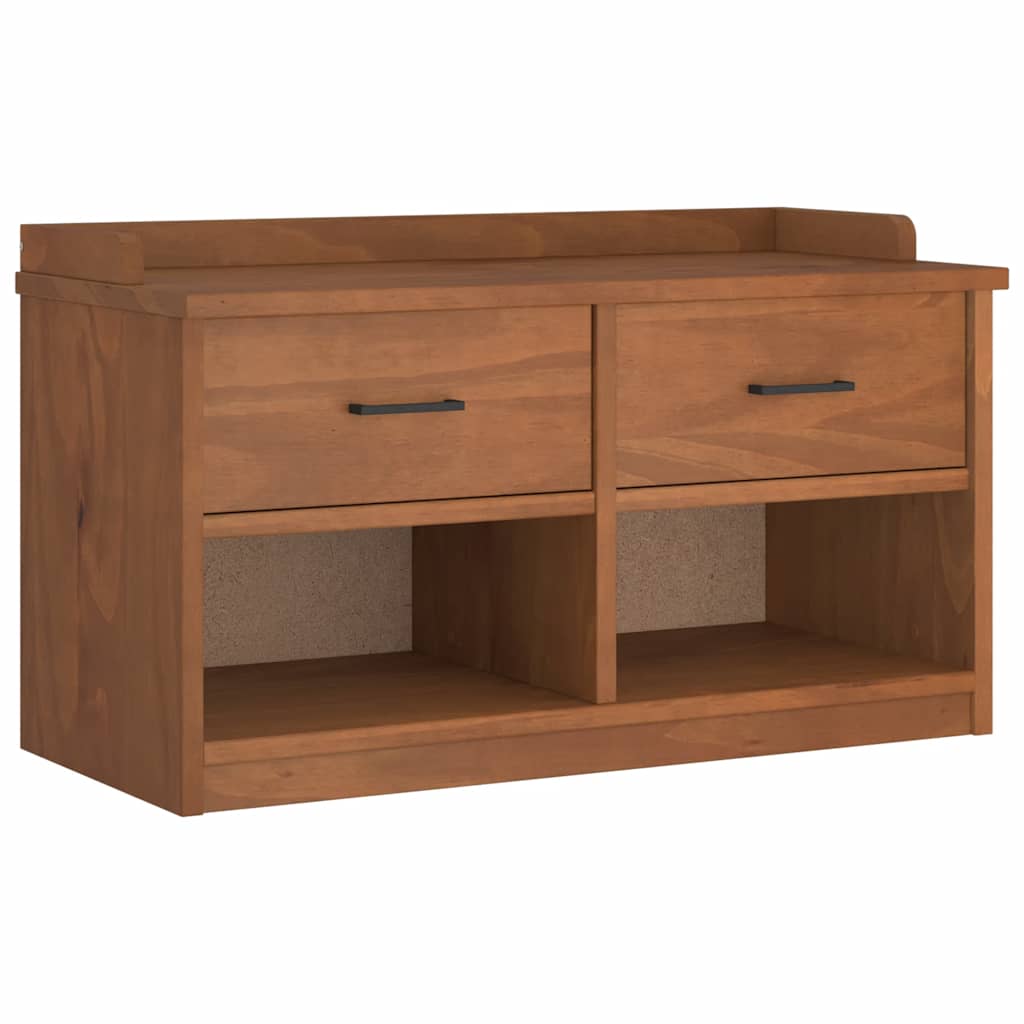 Solid Pine Wood Hallway Bench SANDNES 87x40x50 cm - Natural Finish