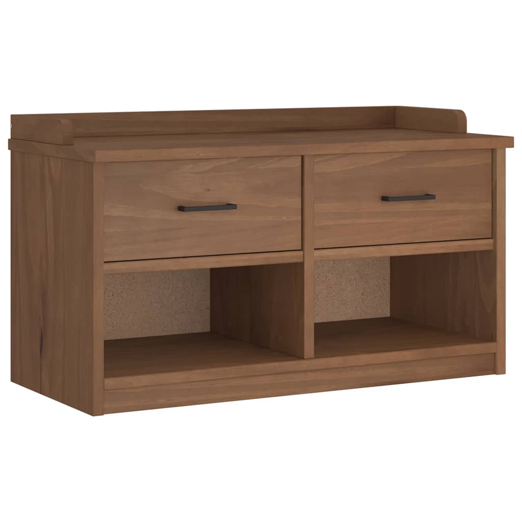 Solid Pine Hallway Bench SANDNES 87x40x50 cm - Natural Wood Finish