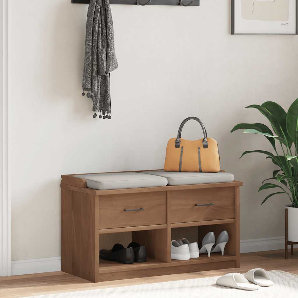 Solid Pine Hallway Bench SANDNES 87x40x50 cm - Natural Wood Finish