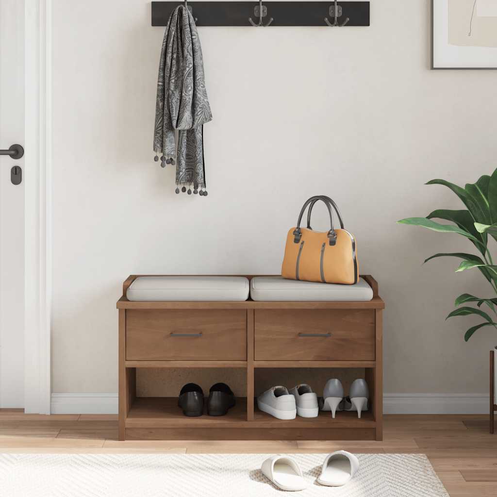 Solid Pine Hallway Bench SANDNES 87x40x50 cm - Natural Wood Finish