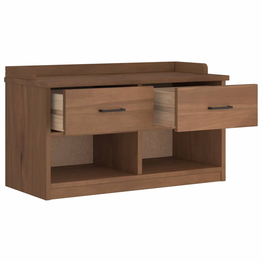 Solid Pine Hallway Bench SANDNES 87x40x50 cm - Natural Wood Finish