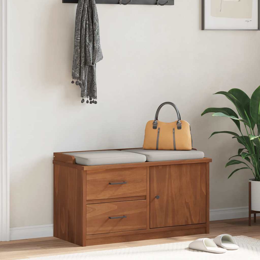 Solid Wood Pine Hallway Bench SANDNES 87x40x50 cm