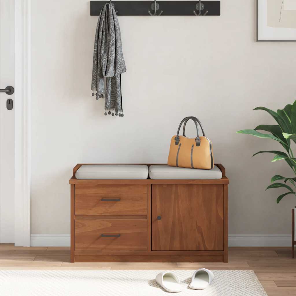 Solid Wood Pine Hallway Bench SANDNES 87x40x50 cm